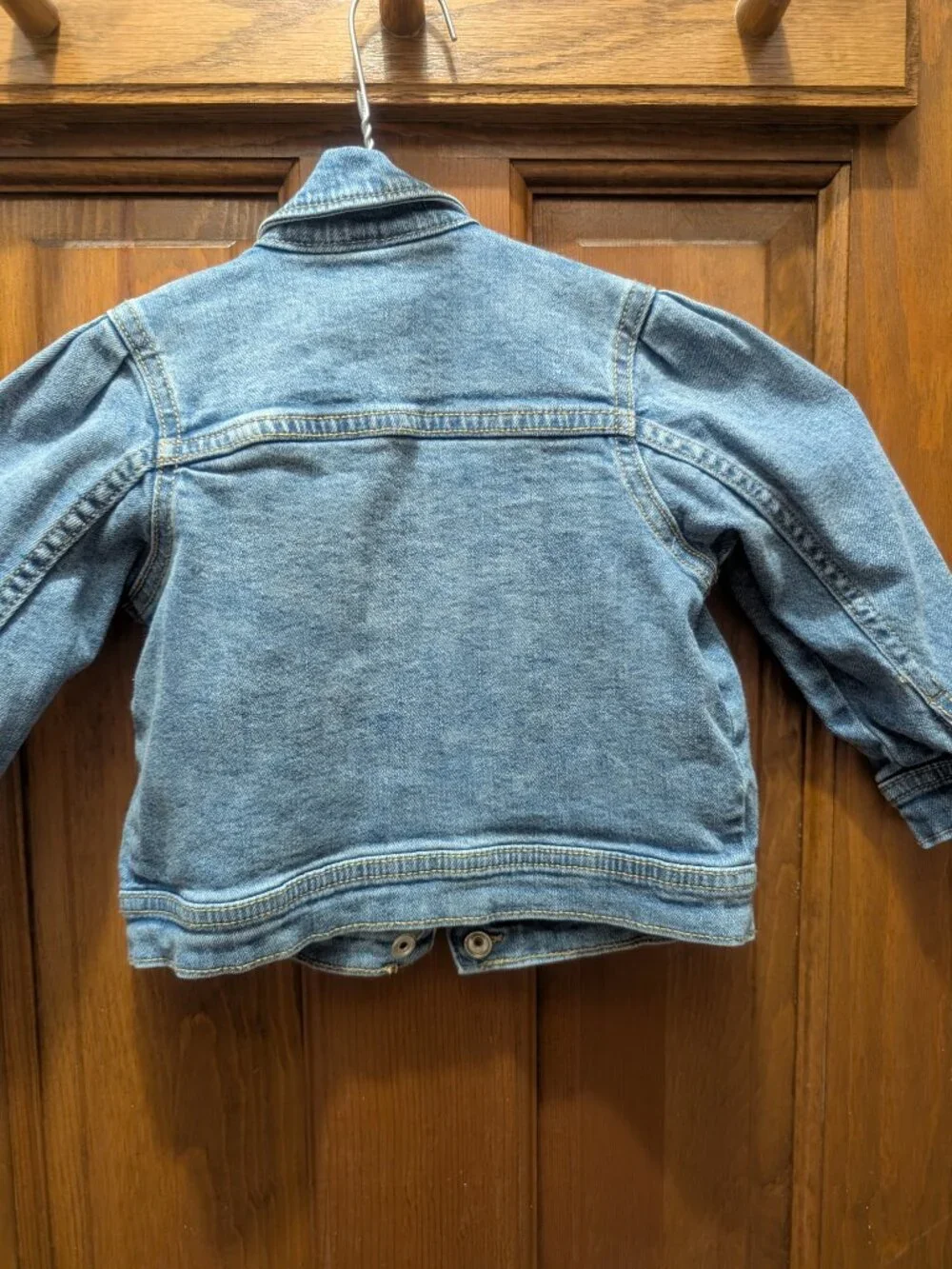 Toddler denim jacket and buffalo plaid vest, size 18 months; qty 2